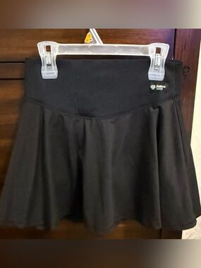 Justice Black Ribbed-Waist Skater Skirt